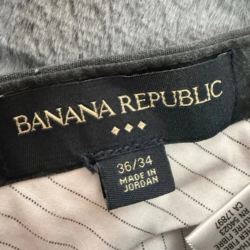 Banana Republic Mens Gray Pinstripe Dress Pants 36x34 Straight Leg Cotton Blend